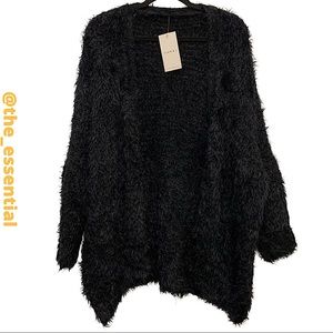 Elain & J Soft Faux Fur Black Cardigan
